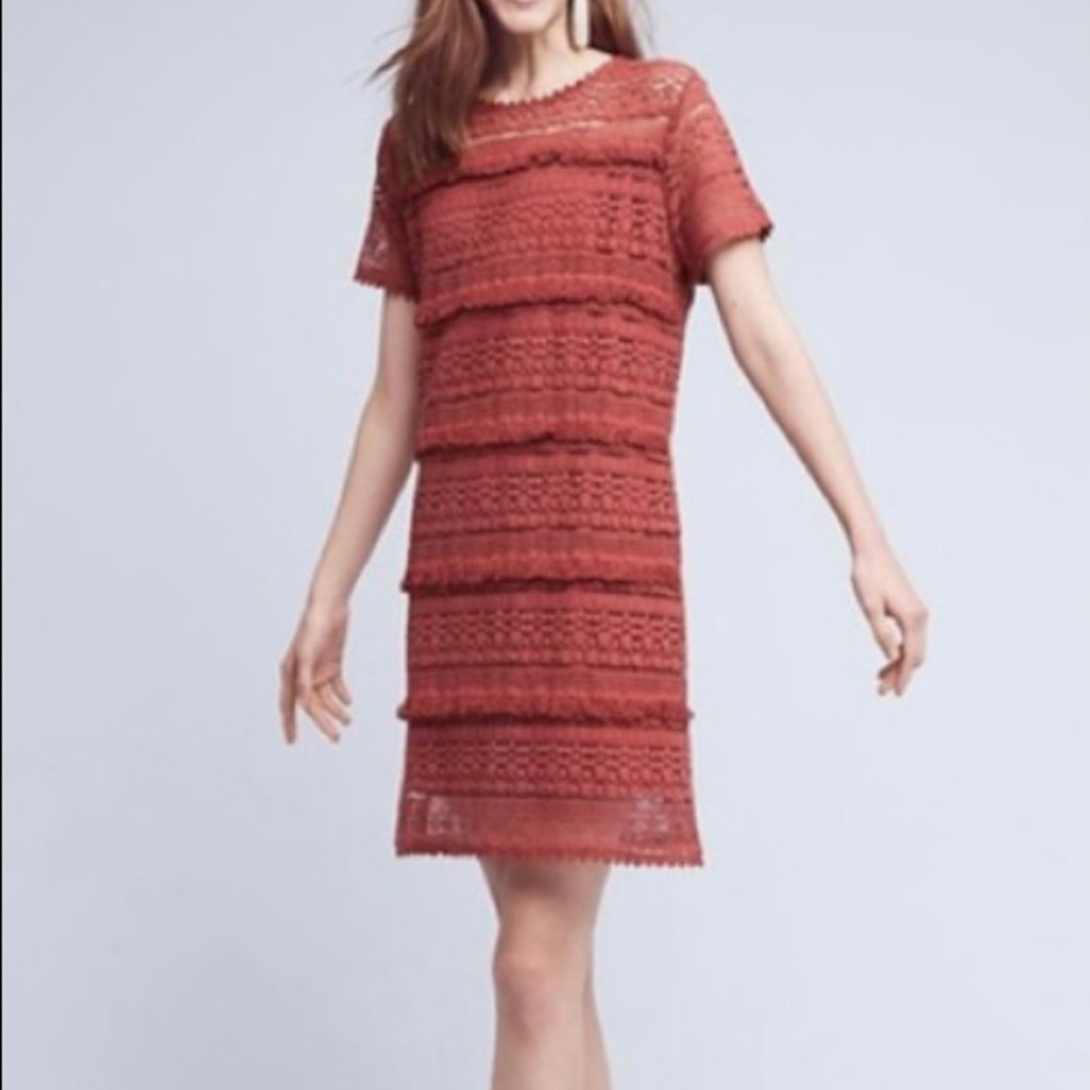 Anthropologie O2sky Rust Lace Dress